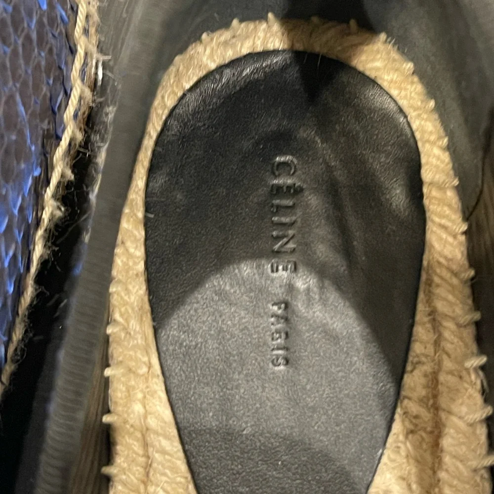 Celine Blue & Black Snake-Print Slip-On Espadrilles - Picture 9 of 9